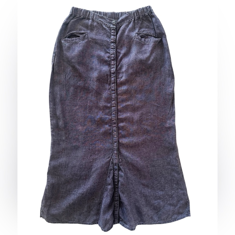 Flax Charcoal Denim Maxi Skirt